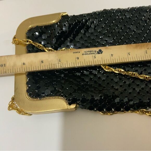 Vtg Whiting & Davis BLACK Mesh Purse Shoulder Bag Chain Strap Handbag - Picture 5 of 11